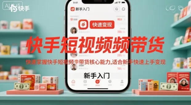 快手短视频带货，快速掌握快手短视频带货核心能力，适合新手快速上手变现-轻创