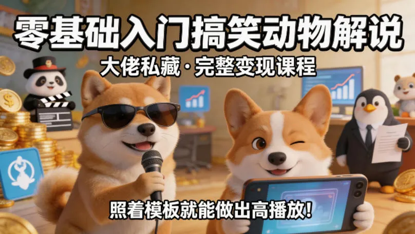 零基础入门搞笑动物解说，大佬私藏完整变现课程，照着模板就能做出高播放-豌豆轻创