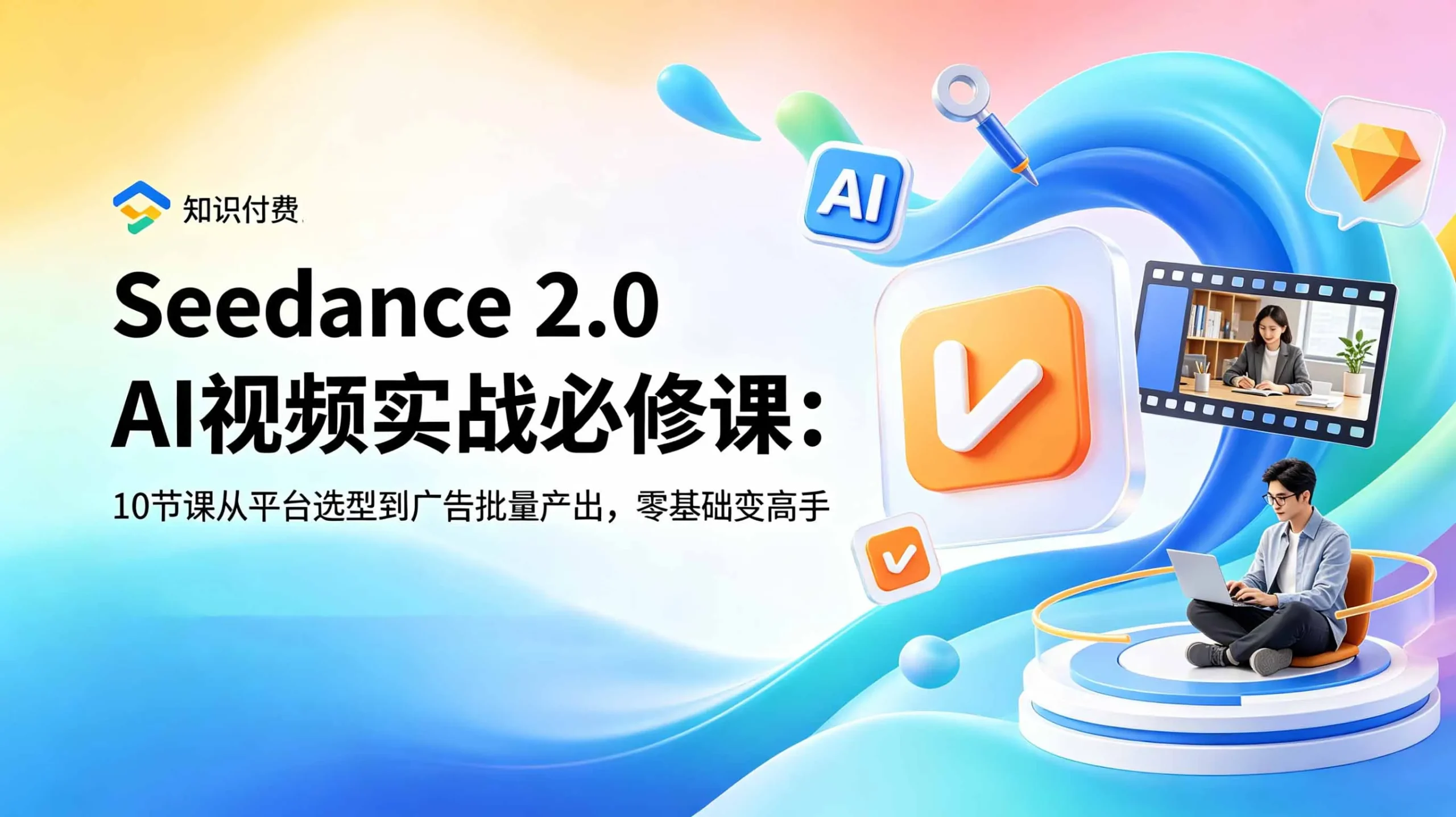 Seedance 2.0 AI视频实战必修课:10节课从平台选型到广告批量产出,零基础变高手-豌豆轻创