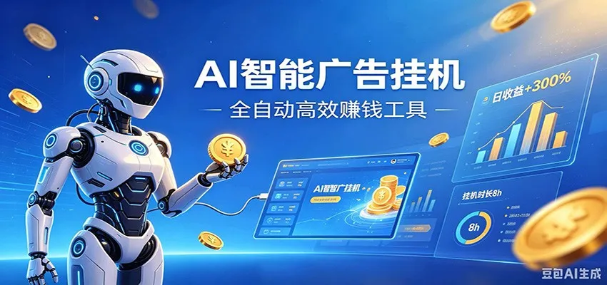 AI智能广告挂机，小白轻松上手，在家自动赚收益-豌豆轻创