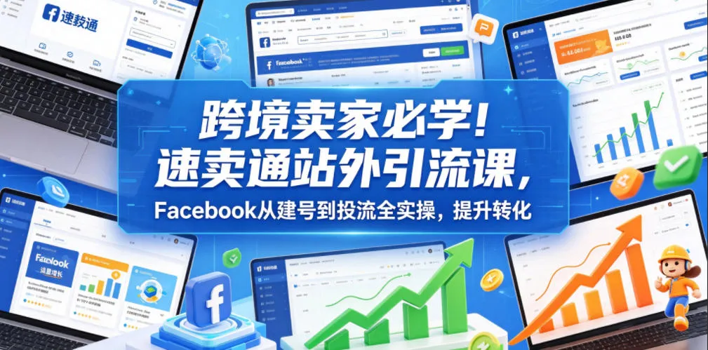 跨境卖家必学！速卖通站外引流课，Facebook从建号到投流全实操，提升转化-豌豆轻创