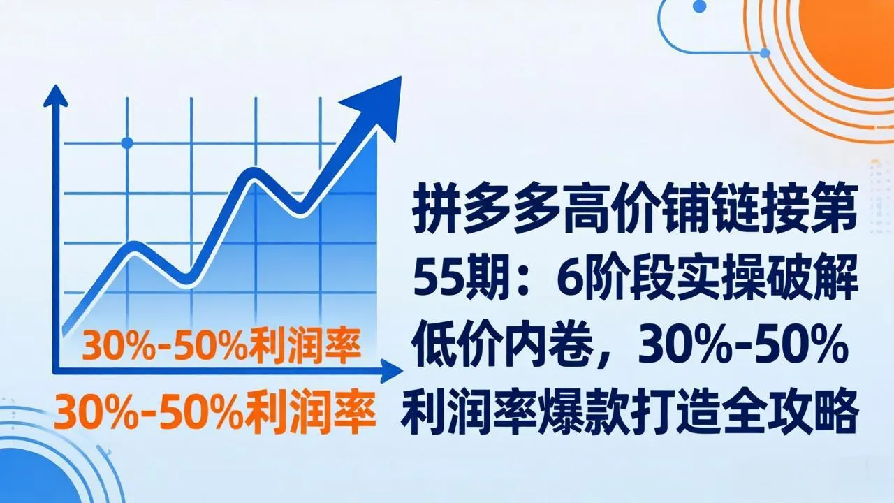 拼多多高价铺链接第55期：6阶段实操破解低价内卷，30%-50%利润率爆款打造全攻略-豌豆轻创