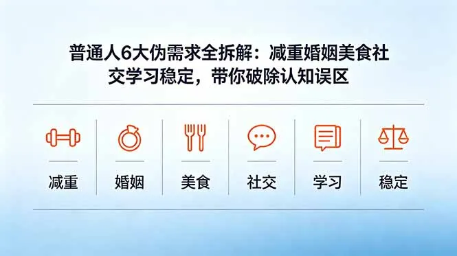 付费文章:普通人6大伪需求全拆解:减重婚姻美食社交学习稳定,带你破除认知误区-豌豆轻创
