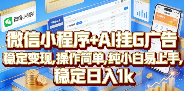 微信小程序+AI挂G广告，稳定变现，操作简单，纯小白易上手，稳定日入1k【揭秘】-豌豆轻创