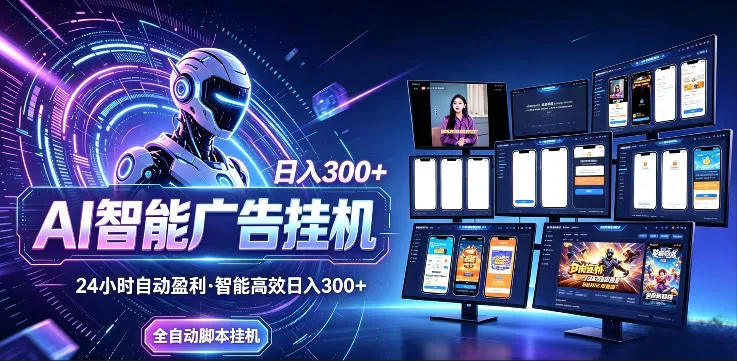 AI智能广告挂G项目，无需人工，单机稳定日入200+，可矩阵放大，24小时不间断刷广告賺收益【揭秘】-豌豆轻创