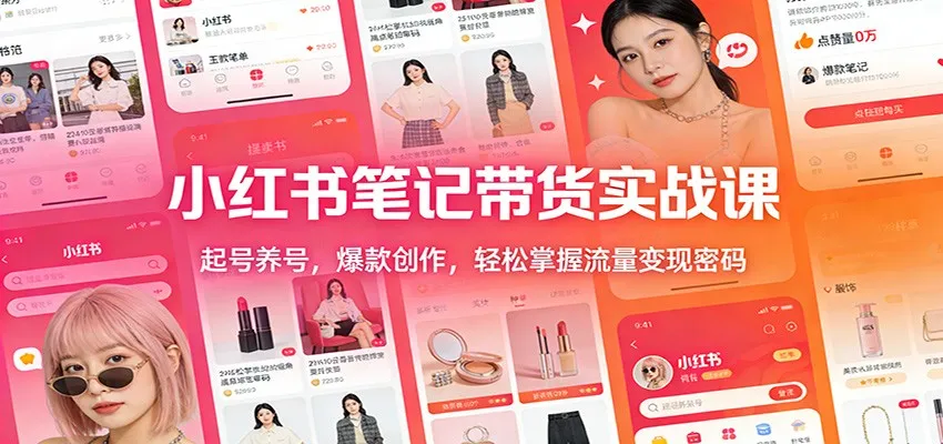 小红书笔记带货实战课：起号养号，爆款创作，轻松掌握流量变现密码-轻创