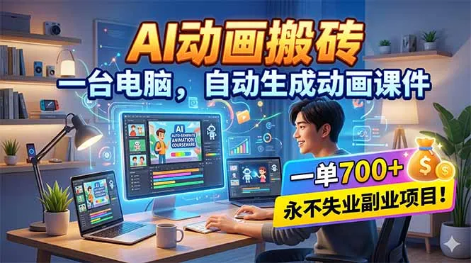 AI动画搬砖，一台电脑，自动生成动画课件，一单800+ 永不失业副业项目！-豌豆轻创