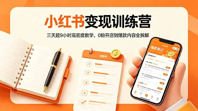 小红书变现训练营：三天超9小时高密度教学，0粉开店到爆款内容全拆解-豌豆轻创