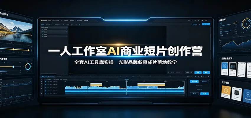 一人工作室AI商业短片创作营:全套AI工具库实操,光影品牌叙事成片落地教学-豌豆轻创