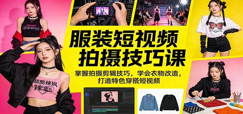 服装短视频拍摄技巧课:掌握拍摄剪辑技巧,学会衣物改造,打造特色穿搭短视频-豌豆轻创