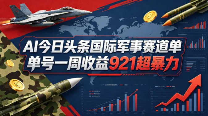 AI今日头条国际军事赛道，单号一周收益921，超暴力-豌豆轻创