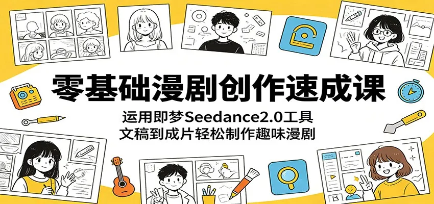 零基础漫剧创作速成课：运用即梦Seedance2.0工具，文稿到成片轻松制作趣味漫剧-豌豆轻创