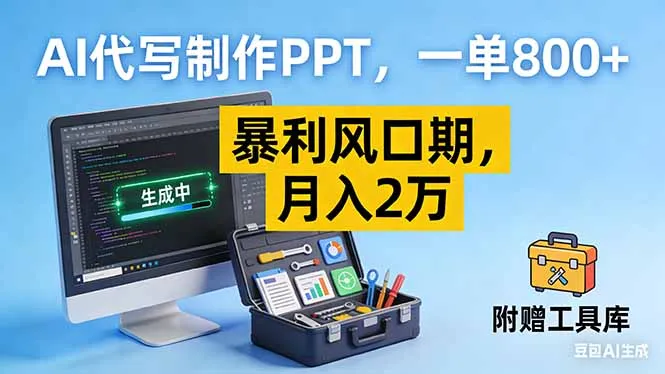 AI代写制作PPT，一单800+， 暴利风口期，月入2万【附工具】-轻创