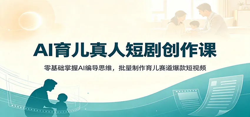 AI育儿真人短剧创作课：零基础掌握AI编导思维，批量制作育儿赛道爆款短视频-豌豆轻创