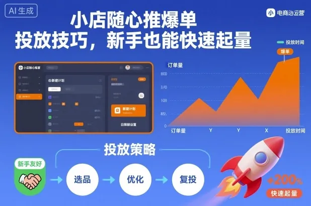 小店随心推爆单投放技巧，新手也能快速起量-轻创