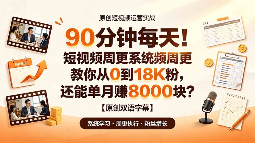 90 分钟每天！短视频周更系统教你从 0 到 18K 粉，还能单月赚 8000 块？【原创双语字幕】-豌豆轻创