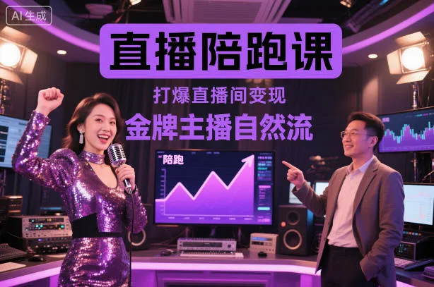 直播陪跑课，金牌主播自然流打爆直播间，复制高变现玩法-轻创
