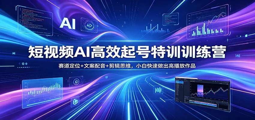 短视频AI高效起号特训训练营：赛道定位+文案配音+剪辑思维，小白快速做出高播放作品-豌豆轻创