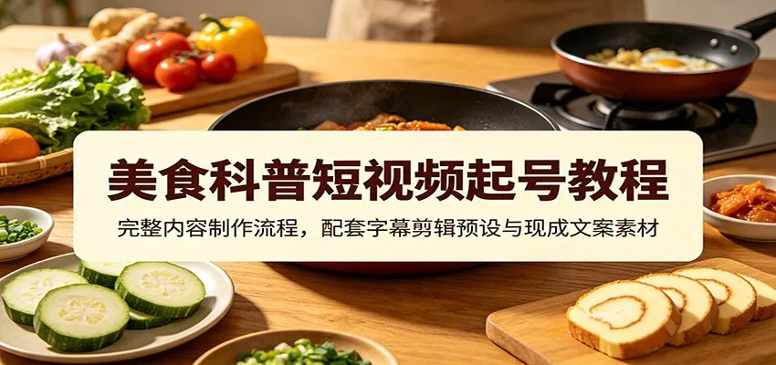 美食科普短视频起号教程：完整内容制作流程，配套字幕剪辑预设与现成文案素材-豌豆轻创