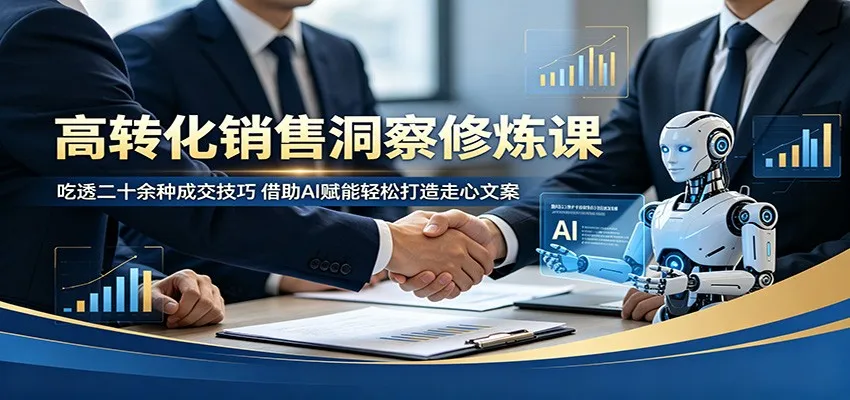 高转化销售洞察修炼课：吃透二十余种成交技巧，借助AI赋能轻松打造走心文案-豌豆轻创