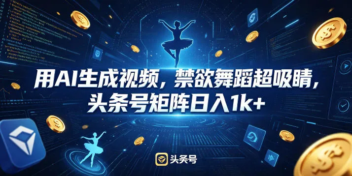 用AI生成视频，禁欲舞蹈超吸睛，头条号矩阵日入1k+-豌豆轻创