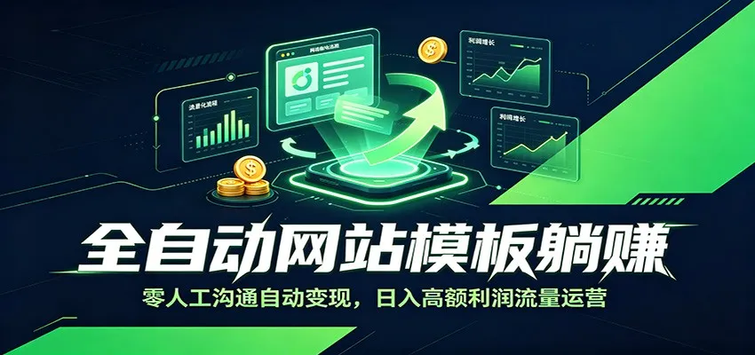 全自动网站模板躺赚：零人工沟通自动变现，日入高额利润流量运营-豌豆轻创
