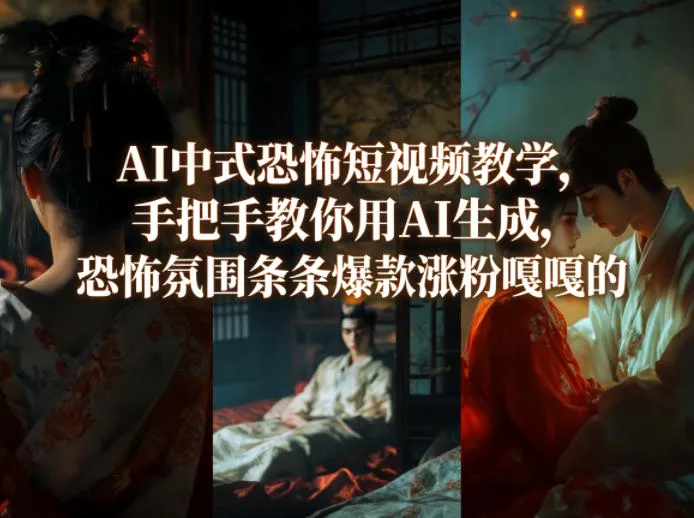 AI中式恐怖短视频教学，手把手教你用AI生成，恐怖氛围条条爆款涨粉嘎嘎的-豌豆轻创