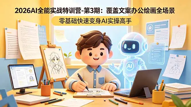 2026AI全能实战特训营-第3期：覆盖文案办公绘画全场景 零基础快速变身AI实操高手-豌豆轻创