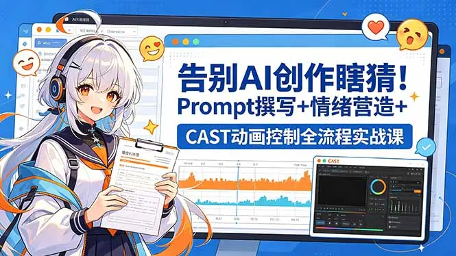 告别AI创作瞎猜！Prompt撰写+情绪营造+CAST动画控制全流程实战课-豌豆轻创
