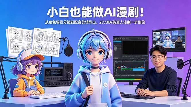 小白也能做AI漫剧！从角色场景分镜到配音剪辑导出，2D/3D/仿真人漫剧一步到位-豌豆轻创