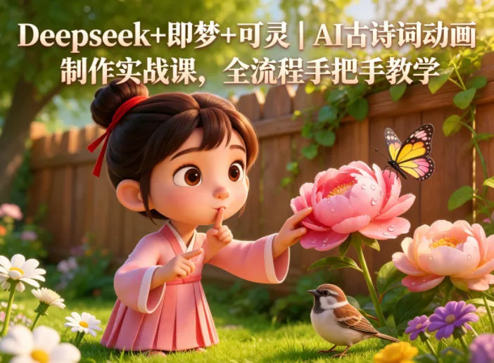 Deepseek+即梦+可灵｜AI古诗词动画制作实战课，全流程手把手教学-豌豆轻创