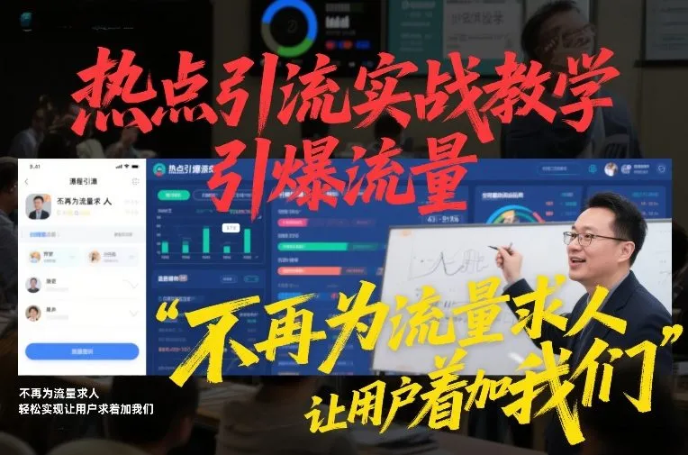 热点引流实战教学,引爆流量,不再为流量求人,轻松实现让用户求着加我们-轻创