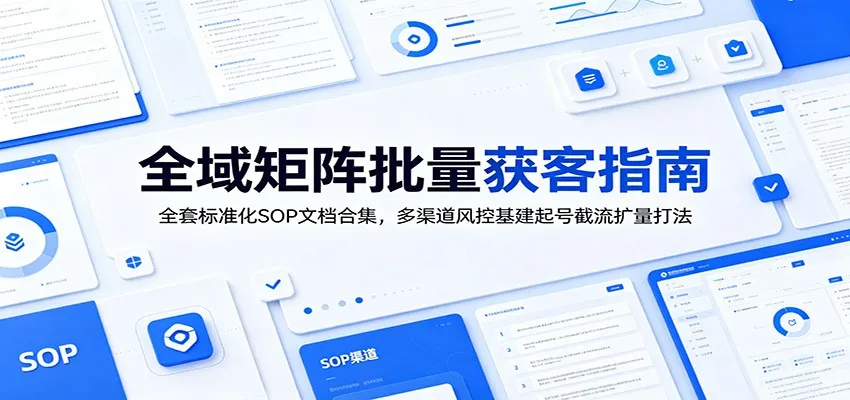 全域矩阵批量获客指南：全套标准化SOP文档合集，多渠道风控基建起号截流扩量打法-豌豆轻创