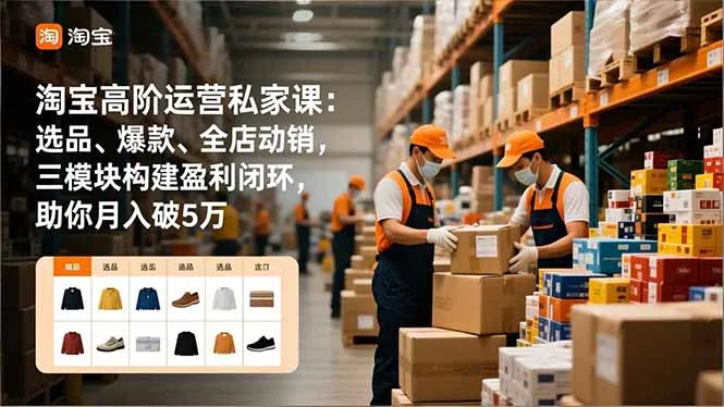 淘宝高阶运营私家课：选品、爆款、全店动销，三模块构建盈利闭环，助你月入破5万-轻创