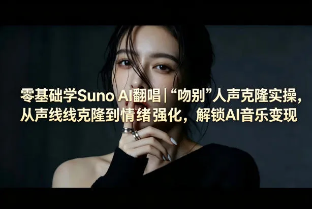 零基础学Suno AI翻唱｜《吻别》人声克隆实操，从声线克隆到情绪强化，解锁AI音乐变现-豌豆轻创