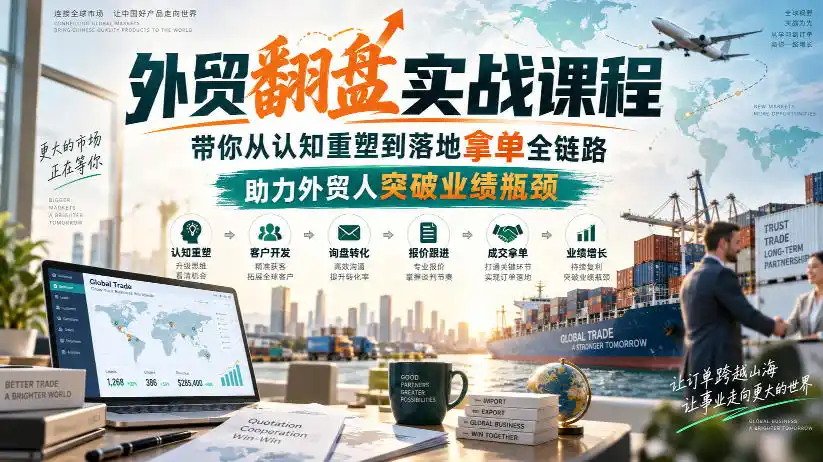 外贸翻盘实战课程，带你从认知重塑到落地拿单全链路，助力外贸人突破业绩瓶颈-豌豆轻创