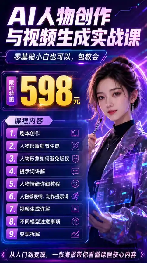 抖音5W粉丝博主的AI真人日系女孩制作教学，AI人物创作与视频生成实战课，新手也能快速起号涨粉变现-豌豆轻创