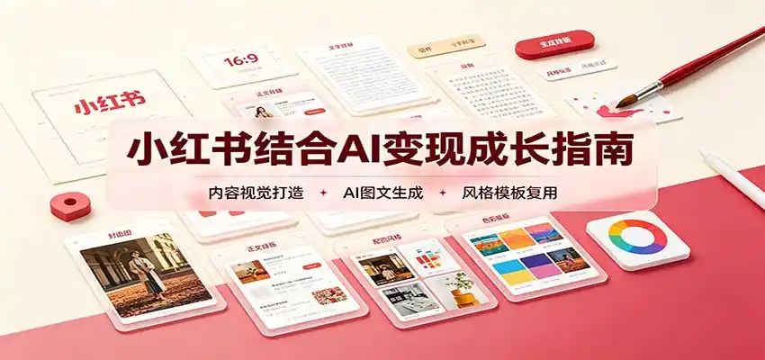 小红书结合AI变现成长指南：账号精准定位，内容视觉打造，搭建可复制流量获客体系-豌豆轻创