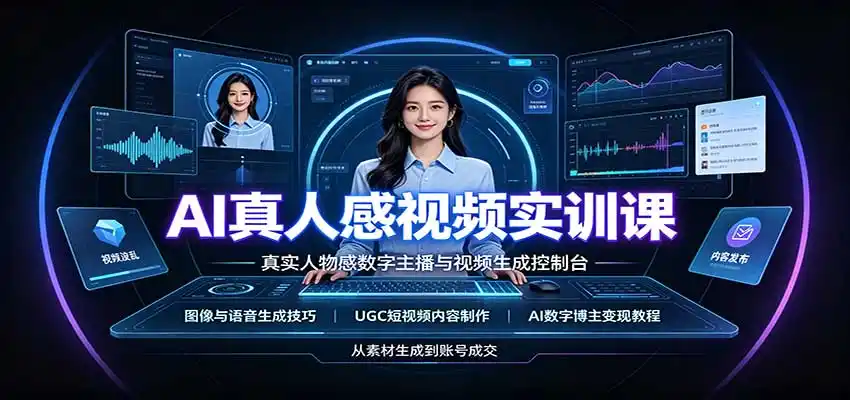 AI真人感视频实训课：图像语音生成，UGC内容制作，AI数字博主变现教程-豌豆轻创