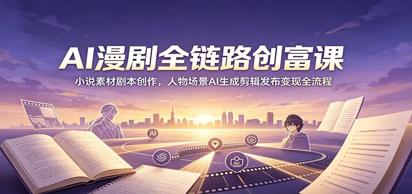 AI漫剧全链路创富课：小说素材剧本创作，人物场景AI生成剪辑发布变现全流程-豌豆轻创