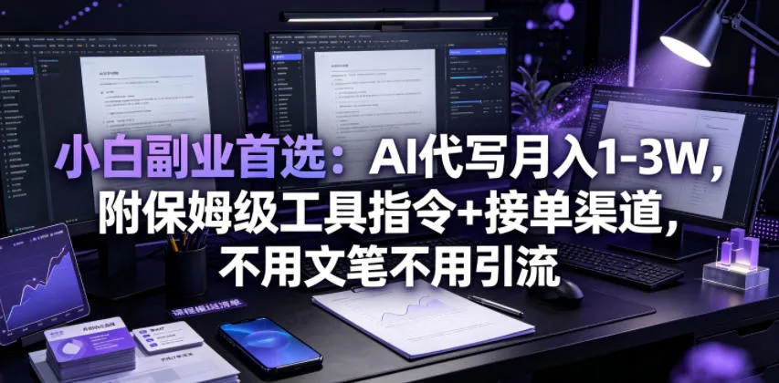 小白副业首选：AI代写月入1-3W，附保姆级工具指令+接单渠道，不用文笔不用引流【揭秘】-豌豆轻创