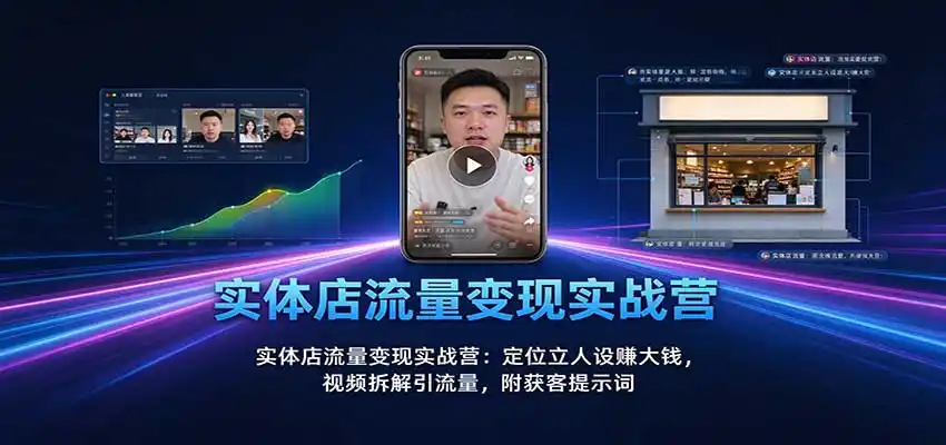 实体店流量变现实战营:定位立人设赚大钱,视频拆解引流量,附获客提示词-豌豆轻创