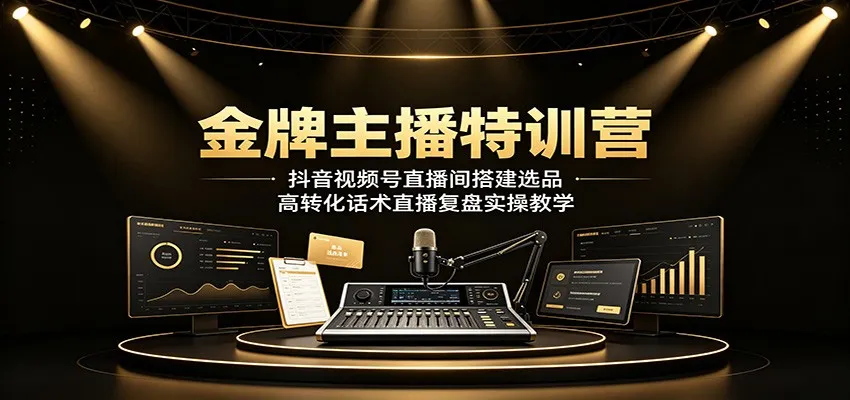 金牌主播特训营：抖音视频号直播间搭建选品，高转化话术直播复盘实操教学-豌豆轻创