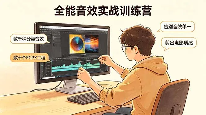 全能音效实战训练营：数千种分类音效+数十个FCPX工程，告别音效单一，剪出电影质感-豌豆轻创