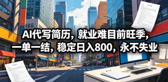 AI代写简历，就业难目前旺季，一单一结，稳定日入800，永不失业-豌豆轻创