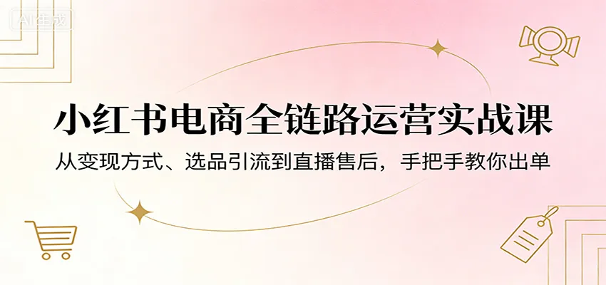 小红书电商全链路运营实战课：从变现方式、选品引流到直播售后，手把手教你出单-豌豆轻创