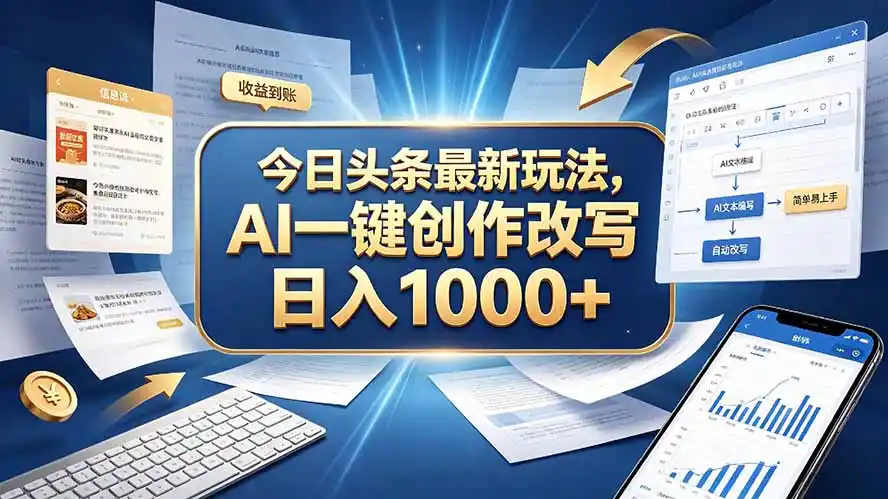 今日头条最新玩法,AI 一键创作改写,简单易上手,轻松日入 1000 +-豌豆轻创