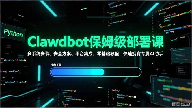 Clawdbot保姆级部署课，多系统安装、安全方案、平台集成，零基础教程，快速拥有专属AI助手-轻创