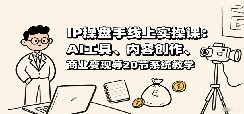 IP操盘手线上实操课：AI工具、内容创作、商业变现等20节系统教学-轻创