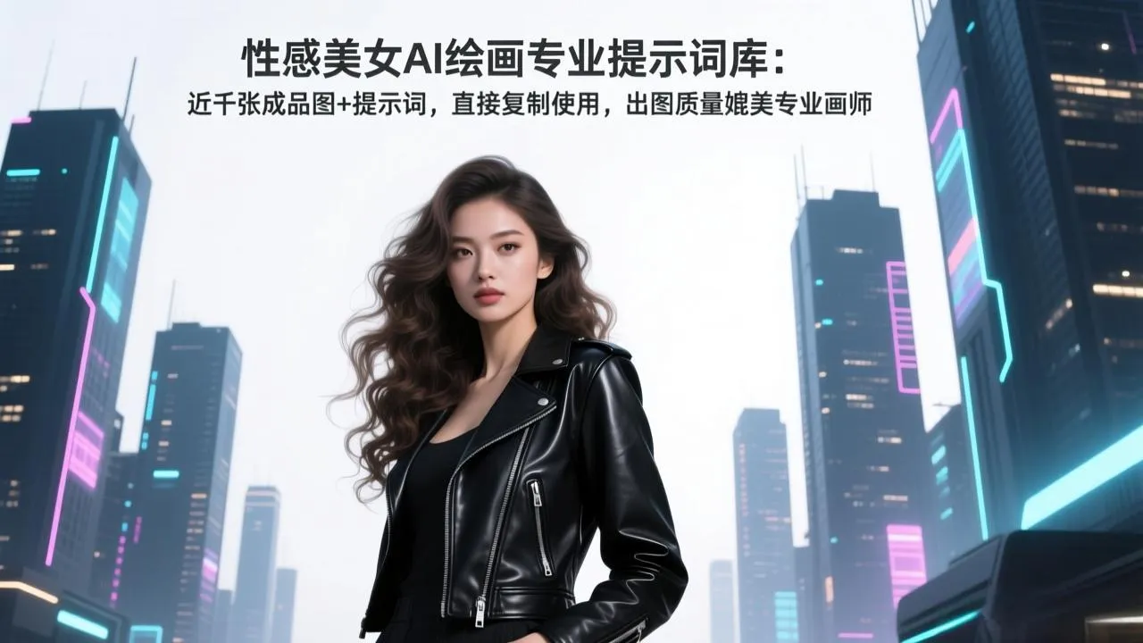 性感美女AI绘画专业提示词库：近千张成品图+提示词，直接复制使用，出图质量媲美专业画师-轻创